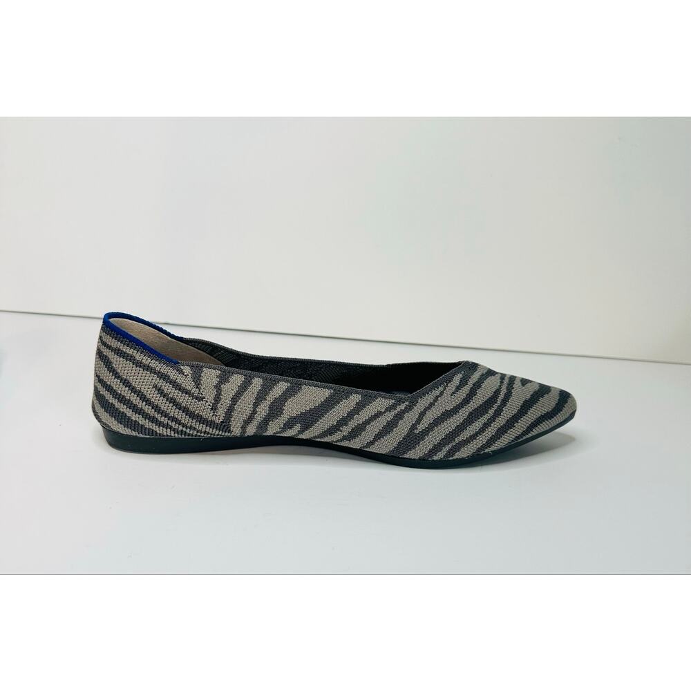 Rothys Shoes Womens 7.5 The Point Ballet Flats Grey Zebra Print Comfort Low Top - Picture 9 of 10